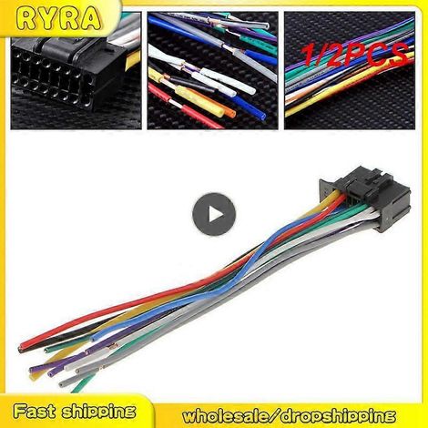 Connecteur de faisceau de câbles ISO 16 broches compatible 1/2 (Kenwood) pour prise de câble autoradio (1/5)