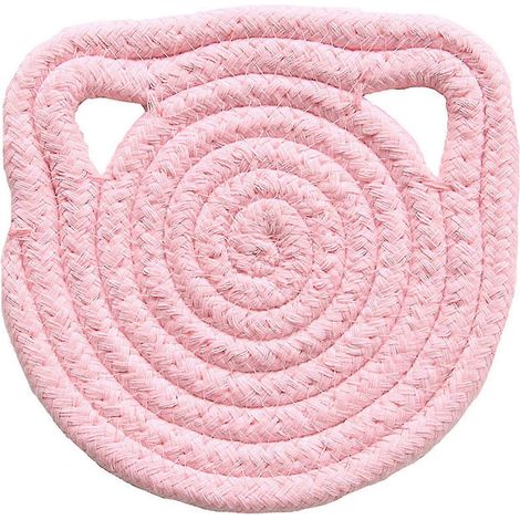 Sets de table mignons en tricot à motifs d'oreilles de chat, antidérapants, résistants à la chaleur et compatibles avec les tables à manger. (1/5)
