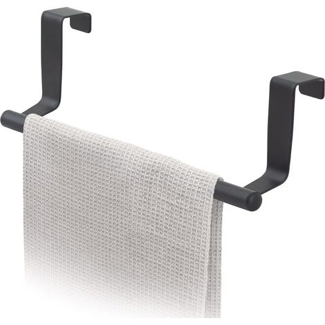 Black Porte Serviettes Torchons sur Porte, Barre Acier INOX à Suspendre sur Porte de Placard, Installation sans Perçage (1/5)