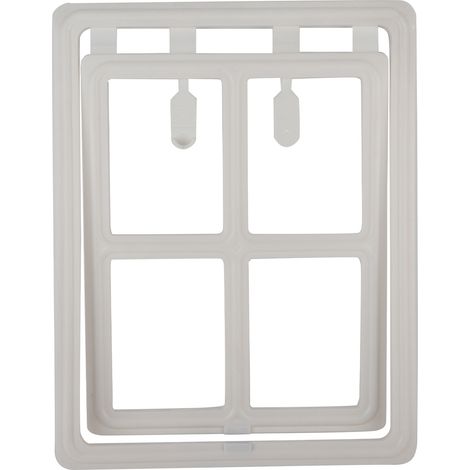 Porte pour chat et petit chien avec fermeture magnétique, blanche, grand modèle, pour fenêtre ou moustiquaire (1/5)