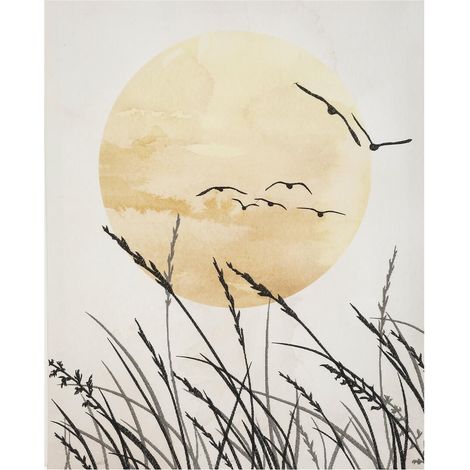 Cuadro lienzo Alois 40x50cm hojas pájaros sol (1/3)
