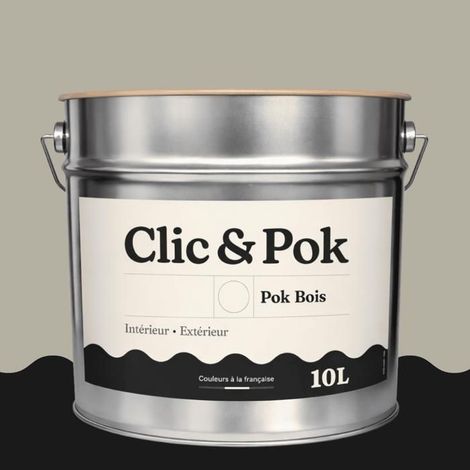Peinture Bois Extérieur – POK BOIS - 10L - RAL 7032 - Gris silex- Résistante aux intempéries - Ne s'écaille pas