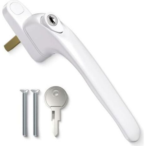 1 poignée de fenêtre en aluminium UPVC blanc, axe de 43 mm pour fenêtre intérieure et extérieure (1/5)