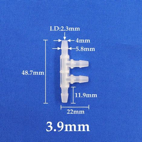 (5 raccords latéraux 3,9 mm, 4 voies - 5 pièces) 5 raccords répartiteurs en polypropylène de qualité alimentaire pour tuyau d'eau et d'air d'aquarium (1/5)