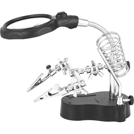 Support de réparation avec loupe, pince auxiliaire et éclairage LED pour établi TE-801 (1/2)