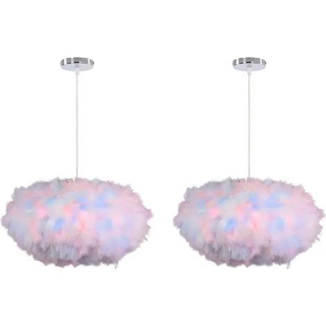 2pcs Moderne Lustre Suspension Luminaire en Plume 45cm,Coloré (1/5)