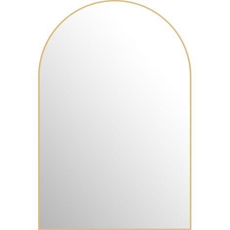 Miroir mural cintré doré 60x90 cm, miroir de salle de bain avec cadre en aluminium, décoration pour chambre, salon, entrée (1/5)