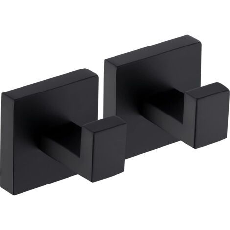 Crochet Murale Porte Serviette Salle de Bain Crochets SUS304 Acier Inoxydable Porte-serviettes Patère Muraux Support Accroche Torchon 2 Pièces Noir Mat, A22560-P2 (1/5)