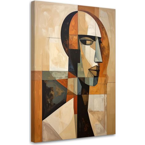 Wandbild Abstrakte Kunst Porträt eines Mannes in Beige und Braun 20x30 (1/5)