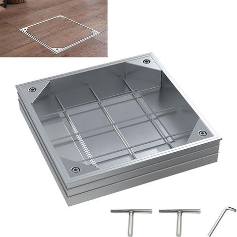 Couvercle de regard 30x30x6cm,Alliage d'aluminium Couvercle de Regard Encastré et Cadre, Couvercle d'inspection Invisible pour Grilles d'égout Caniveaux (1/5)