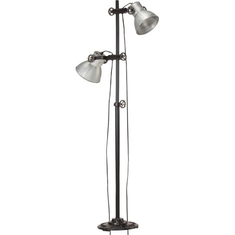 Lampadaire avec 2 abat-jour Argenté E27 Fonte