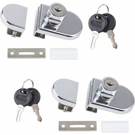Set di 2 serrature in lega di zinco per ante di armadi o vetrine in vetro da 5 a 8 mm (1/5)