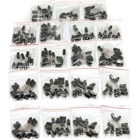 Pack 190 Condensadores Electroliticos - 10 condensadores de 19 valores diferentes de 1uF a 1000uF (1/2)