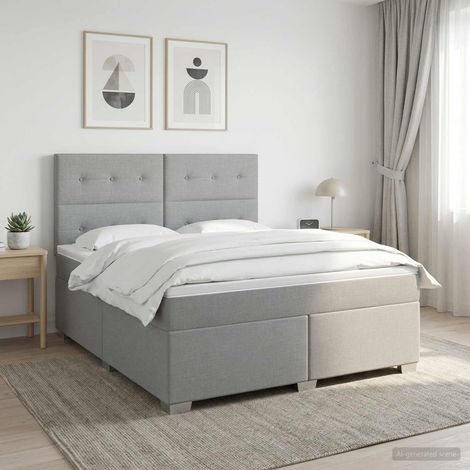 Cama box spring con colchón Gris Claro 160 x 200 cm Tela (1/5)