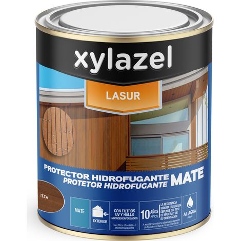 XYLAZEL protector hidrofugante mate teca 0.750l , Protector hidrofugante de madera Xylazel Protector de madera al agua en color teca mate Indicado para proteger y decorar s (1/5)