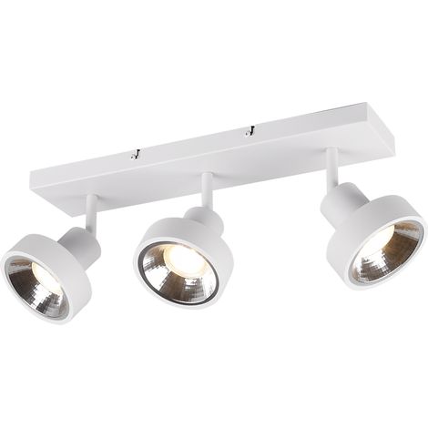 Lampada da soffitto Lampada a spot Lampada da soggiorno, 3 fiamme, spot mobili, metallo bianco opaco, 3x prese GU10, HxLxP 19x44x16cm (1/2)