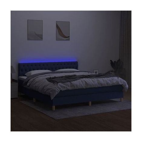 Sommier Snowco, matelas à LED bleues, 160 × 200 cm, tissu, tissu doux et respirant, éclairage led d’ambiance, meuble de chambre, design contemporain, montage facile (1/5)
