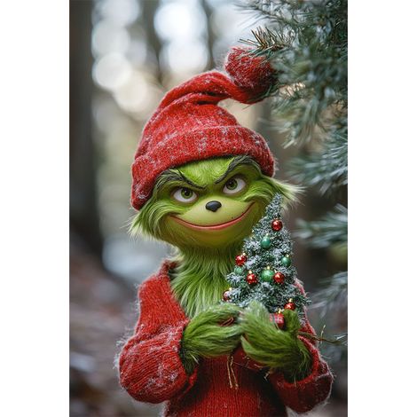 Rideau/drapeau de porte de Noël 2026, fond photo intérieur/extérieur avec motif monstre vert - 90 x 180 cm - LMGBJB-22