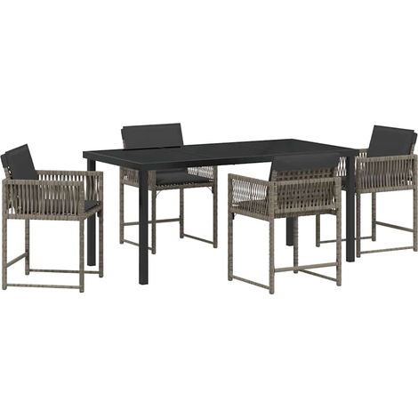 Ensemble de salle à manger pour jardin 5 pcs,Salon de jardin Gris polyrotin CFW32990 (1/5)