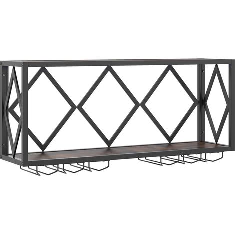 COSTWAY Portabottiglie da Parete, Scaffale per Esposizione di Vino con Striscia LED a 16 Colori, 6 File di Portabicchieri, Scaffale per Conservare 39 Bottiglie e 12 Bicchieri, 51 x 26,5 x 60 cm (1/5)
