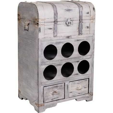 Baúl botellero de madera gris 41x30x64 (1/5)