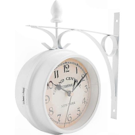 Horloge Murale Rétro Double Face Ronde avec Design Lustre, Décoration Maison Vintage, Pendule Suspendu pour Salon (1/5)