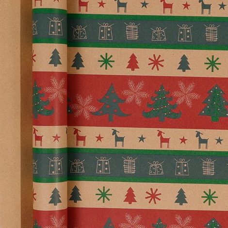 Rouleaux de papier cadeau de Noël - 43 cm x 3 m/rouleau - Parfaits pour emballer les cadeaux de Noël et décorer les fêtes, à rayures. (1/5)