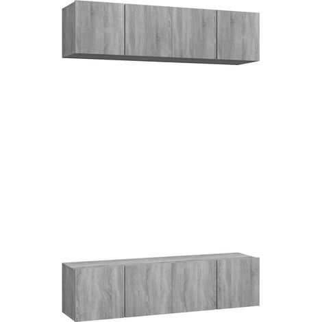 Meubles TV muraux 4 pcs, Étagère TV, Meuble de Salon, Sonoma gris 60x30x30cm Bois d'ingénierie OIB4198E (1/5)
