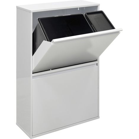ARREGUI Basic Cubo de Basura y Reciclaje de 4 Compartimentos, 23+11+17+17 L (68 L), con Cubetas para Envases y Orgánico, Cubos de Basura de Cocina, Contenedores de Reciclaje, blanco CR601-B2 (1/5)