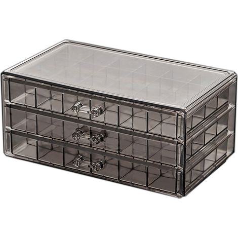 Boîte de rangement décorative à compartiments multiples, grande capacité, transparente, en PET, pour boucles d'oreilles. (1/5)