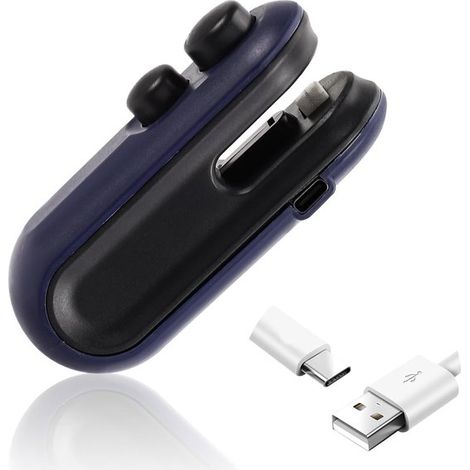 Mini selladora al vacío, selladora y cortadora magnética 2 en 1, selladora al vacío recargable, selladora manual para bolsas de alimentos (azul) (1/2)