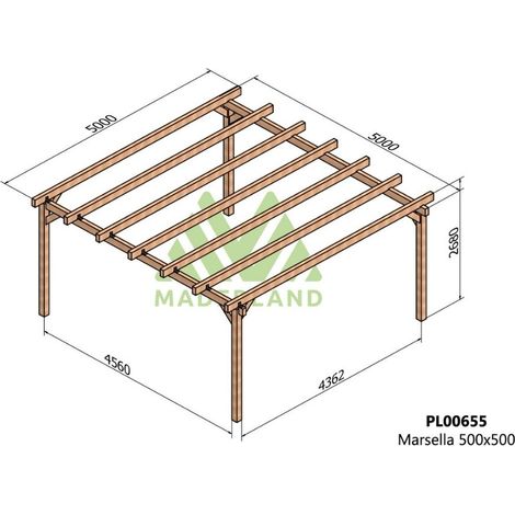 Cochera y Pérgola de Madera Laminada Lugo (Maderland) - 500 x 500 cm