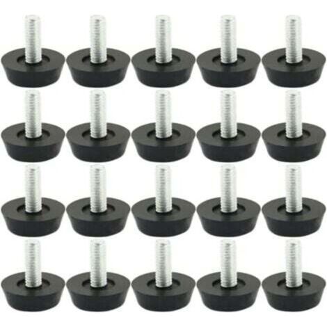 Pied de nivellement meuble [Lot de 20] Pieds réglables M6 x 20mm Noir Métal/Plastique pour table, chaise Protection sol (1/4)