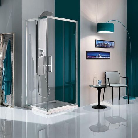 Samo - Paroi de douche d'angle ouverture coulissante67-70 cm profilé chromé brillant transparent - Europa (1/3)