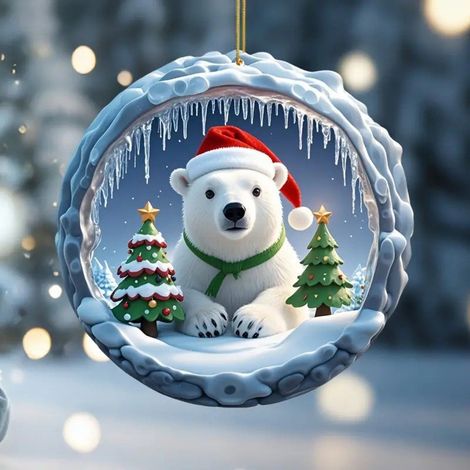 Guirlande Décoratif Ours - Décoration Acrylique 2D Pour Arbre De Noël - Style Fermier Festif - Lot De 1 Pièce (1/5)