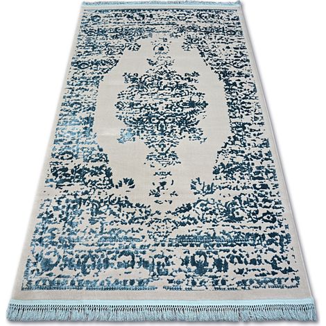 Teppich ACRYL MANYAS 192AA Grau/Blau Franse blue 80x300 cm
