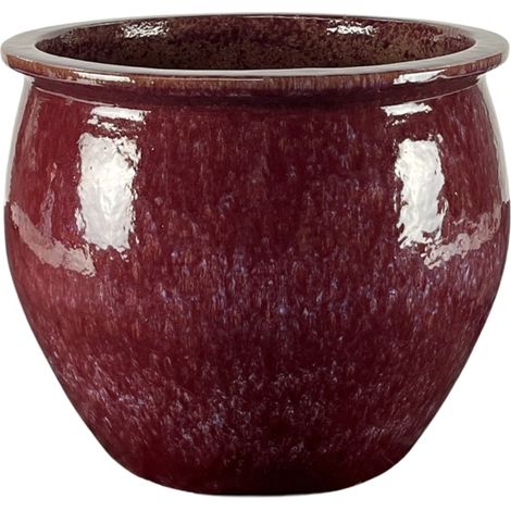 Provencelia Newton 55x46cm, pot grande taille d'extérieur fait main en terre cuite émaillée, résistant au gel, violet clair (1/4)