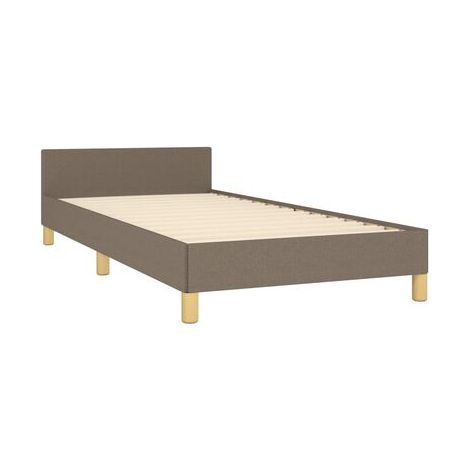 Cadre de lit taupe (sans matelas), 80 × 200 cm, tissu, tissu doux et respirant, idéal chambre à coucher, style moderne, montage simple (1/5)