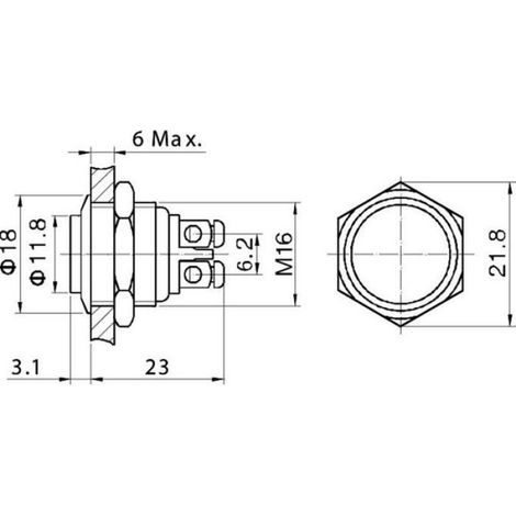 Bouton-poussoir antivandalisme GQ 16H-S 701283 48 V/DC 2 A 1 x Off/(On) IP65 à rappel 1 pc(s) (1/3)