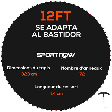 Ersatz-Sprungmatte für Trampoline, kompatibel mit Trampolinen mit Ø 3,7 m und 14 cm Federn