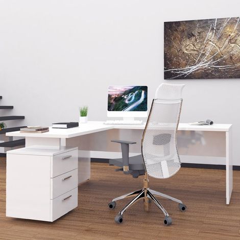 Scrivania moderna ad angolo 180x160 con cassettiera 3 cassetti New Selina