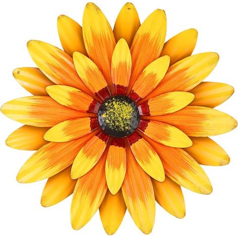 Decoración de pared metálica con forma de girasol - 33 cm - Amarillo/Naranja (1/5)