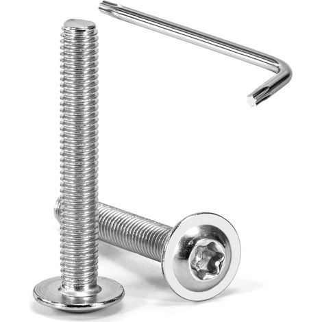 20 Pièces Vis à Tête Bombée Torx avec Bride M5 x 35 mm Vis à Six Pans Creux en Acier Inoxydable A2 V2A Boulons à Tête Hexagonale avec Clé T25 Filetage Complet (1/5)