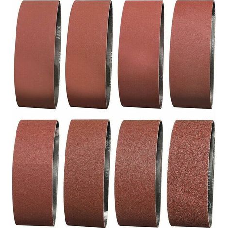 - Bande Abrasive 75X533 mm- Grains 2 X 40/60/80/120/180/240/320/400 - Bande de Ponceuse pour le Ponçage, le Polissage et le Dépoussiérage, Idéale pour le Bois - 16 Pièces (1/5)
