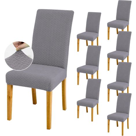 Dehnbare Stuhlbezüge im 8er-Set, Twill Gentleman Grau (1/5)