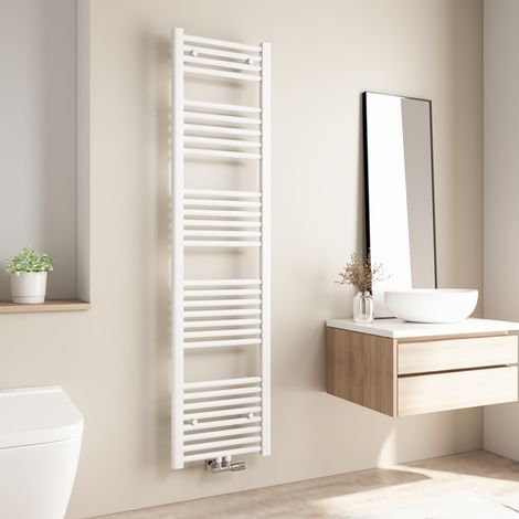 Radiateur de salle de bains Heilmetz 160x40cm Blanc Sèche-serviette eau chaude Raccord Central 547W