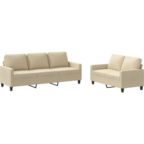 Maison Exclusive - Set di Divani 2 pz con Cuscini Crema in Tessuto (1/5)