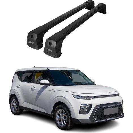 OMAC Dachträger Querträger kompatibel mit Kia Soul III 2020-2026 – 2 Stangen – Abschließbar – Aluminium Schwarz (1/5)