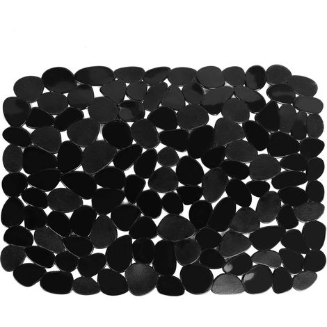 Tapis Pour Évier - Tapis Protecteur En PVC Noir À Motif Galets - Pour Évier En Acier Inoxydable Ou En Porcelaine - 40 x 30 cm - 1 Pièce