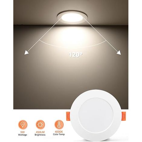 Spot Led Encastrable 5W Blanc 4000K Trou 75-90mm (1/4)